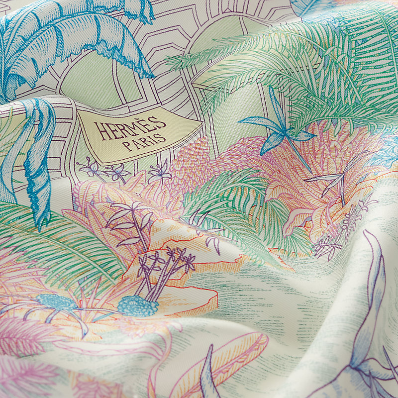 ◆送料込【HERMES】エルメス Faubourg Tropical Detail Scarf 45 893991S 02_worn_3
